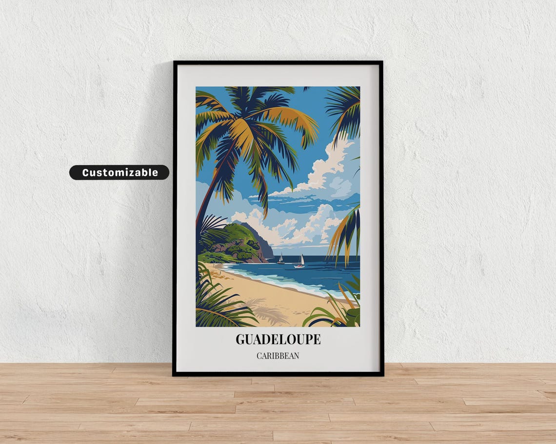 Guadeloupe Caribbean Travel Poster Custom Wall Art