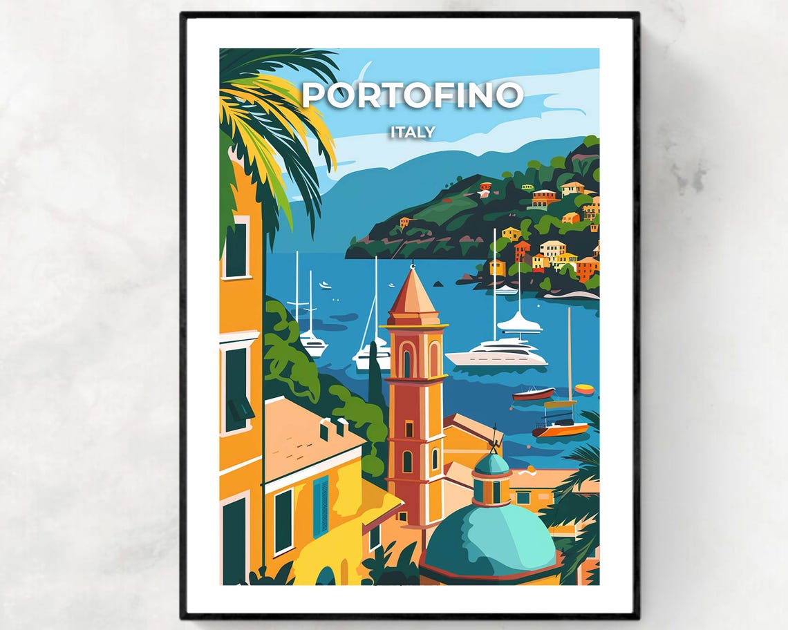 Portofino Italy Travel Print Wall Art Portofino Italy City Print Portofino Italy Travel Gift Portofino Italy Poster Travel Gift