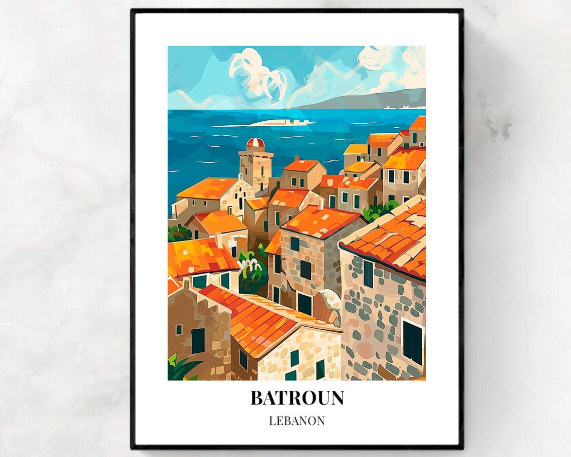 Batroun Lebanon Old Town Rooftops Lighthouse Coastal View Poster