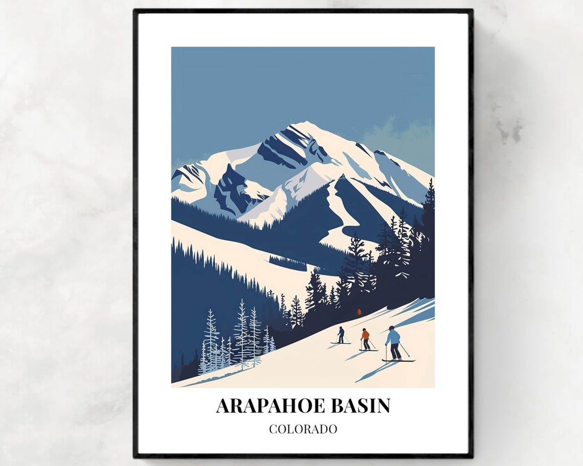 Arapahoe Basin Colorado Daytime Skiers Slopes Trees Snow Poster