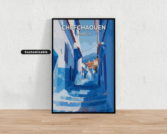 Chefchaouen Morocco Travel Poster Custom Wall Art