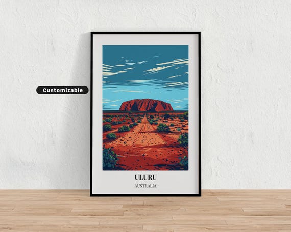 Uluru Australia Travel Poster Custom Wall Art