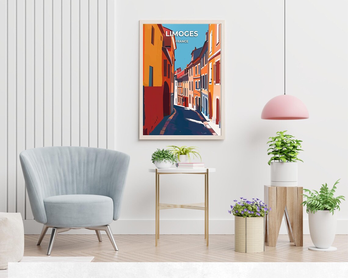 Limoges France Old Town Street Blue Sky Summer Travel Poster - Image 2