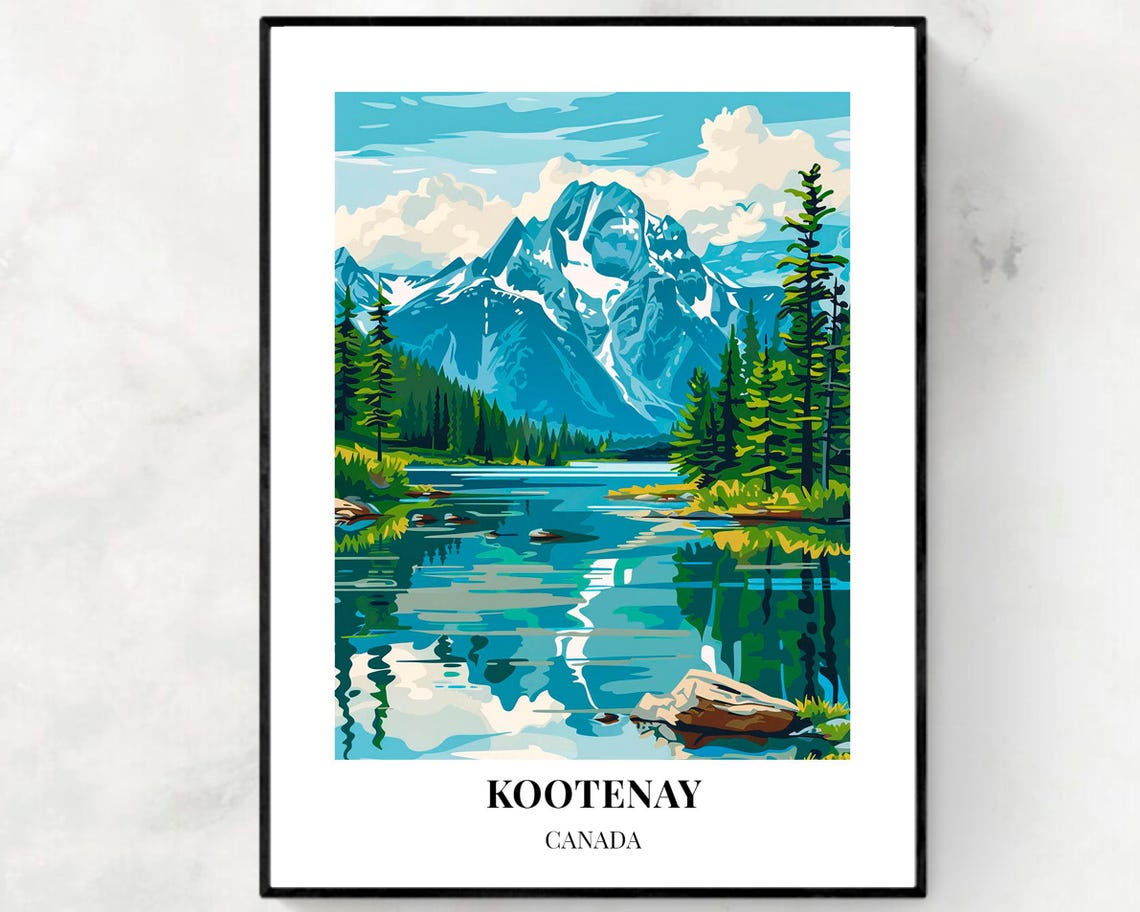 Kootenay National Park Canada Mountain Lake Reflection Travel Poster