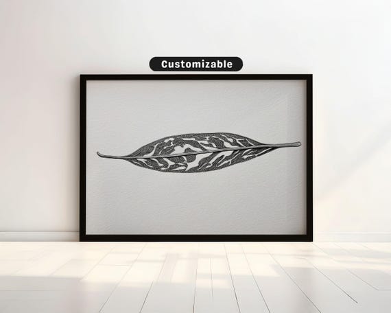 Sage Leaf Drawing With Clean Lines And Negative Space Botanical Wall Art Neutral Minimal Print