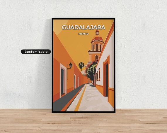 Guadalajara Mexico Old Town Street Colonial Architecture Travel Poster