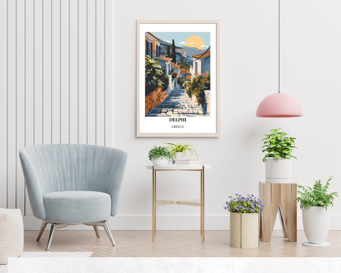 Delphi Greece Ancient Village Stairs and Mountains Travel Poster - Image 2