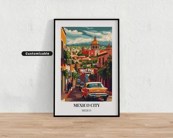 Mexico City Travel Poster Custom Wall Art