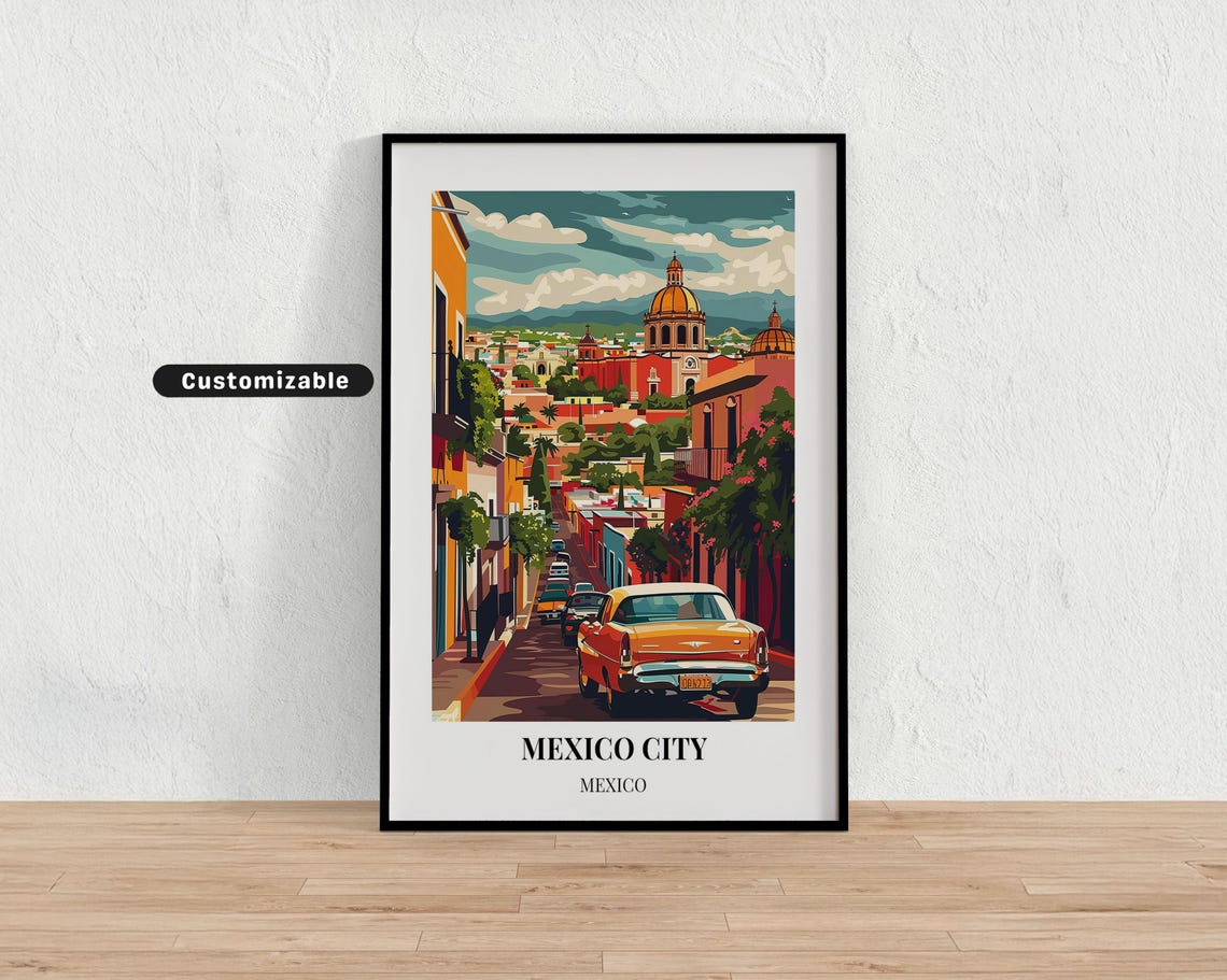 Mexico City Travel Poster Custom Wall Art