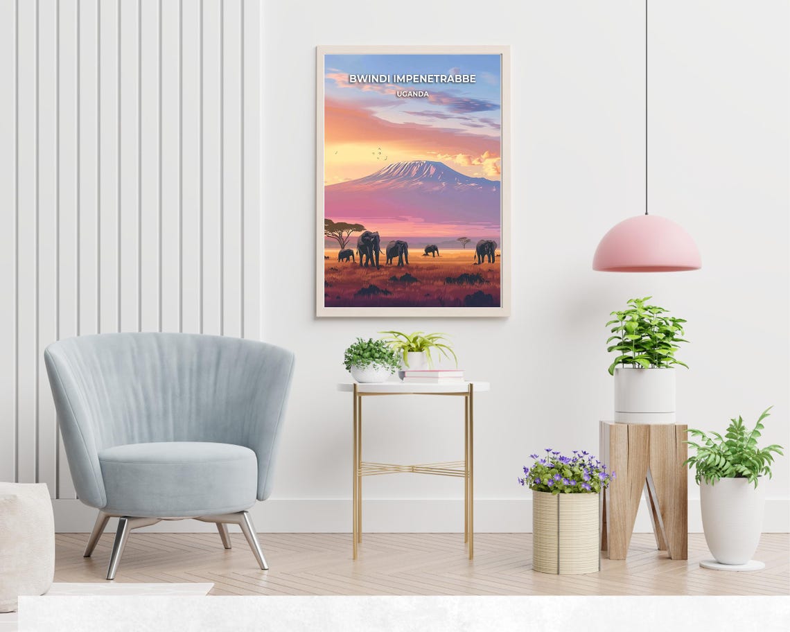 Bwindi Impenetrable Uganda Elephant Herd Sunset Safari Poster - Image 2