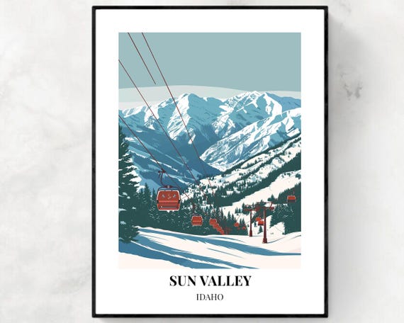 Sun Valley Travel Print Sun Valley Ski Poster Idaho Ski Poster Sun Valley Ski Resort Print