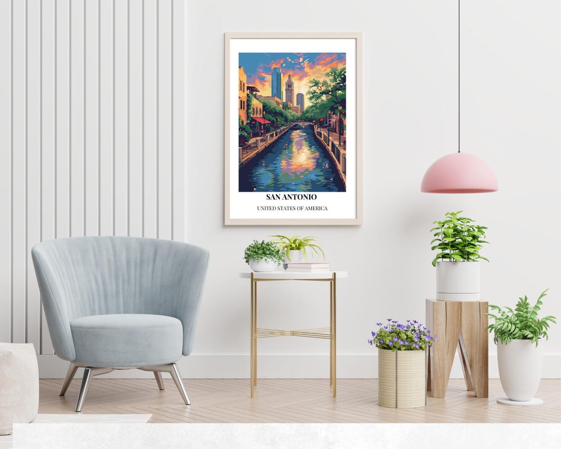 San Antonio Travel Print Wall Art San Antonio United States City Print San Antonio Travel Gift San Antonio City Poster Travel Gift - Image 2