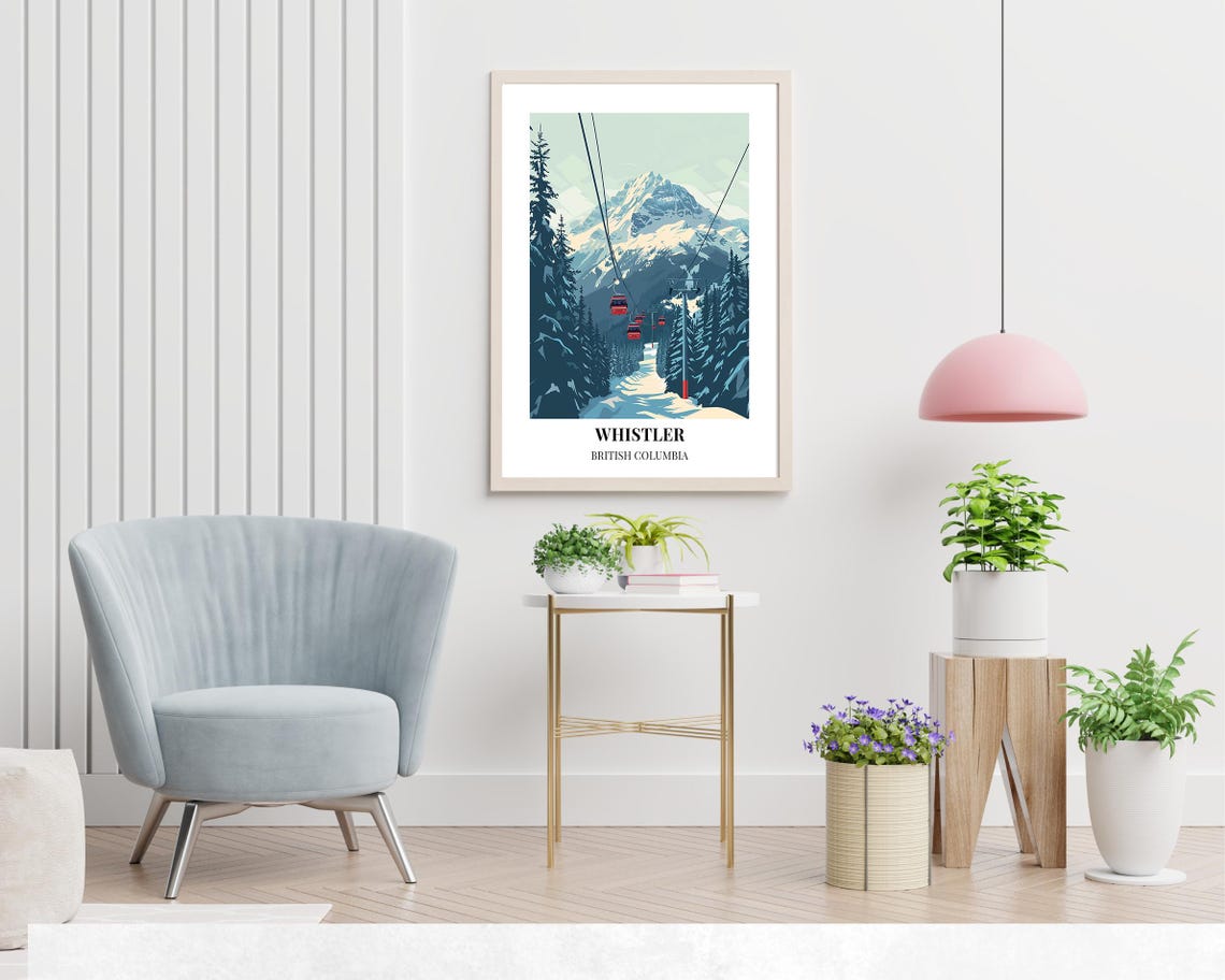 Whistler British Columbia Red Gondolas Ski Travel Poster Art - Image 2