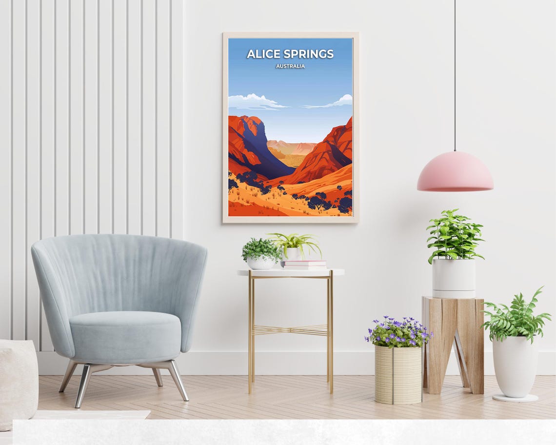 Alice Springs Australia Red Rock Canyon Gorge Daytime Travel Poster - Image 2