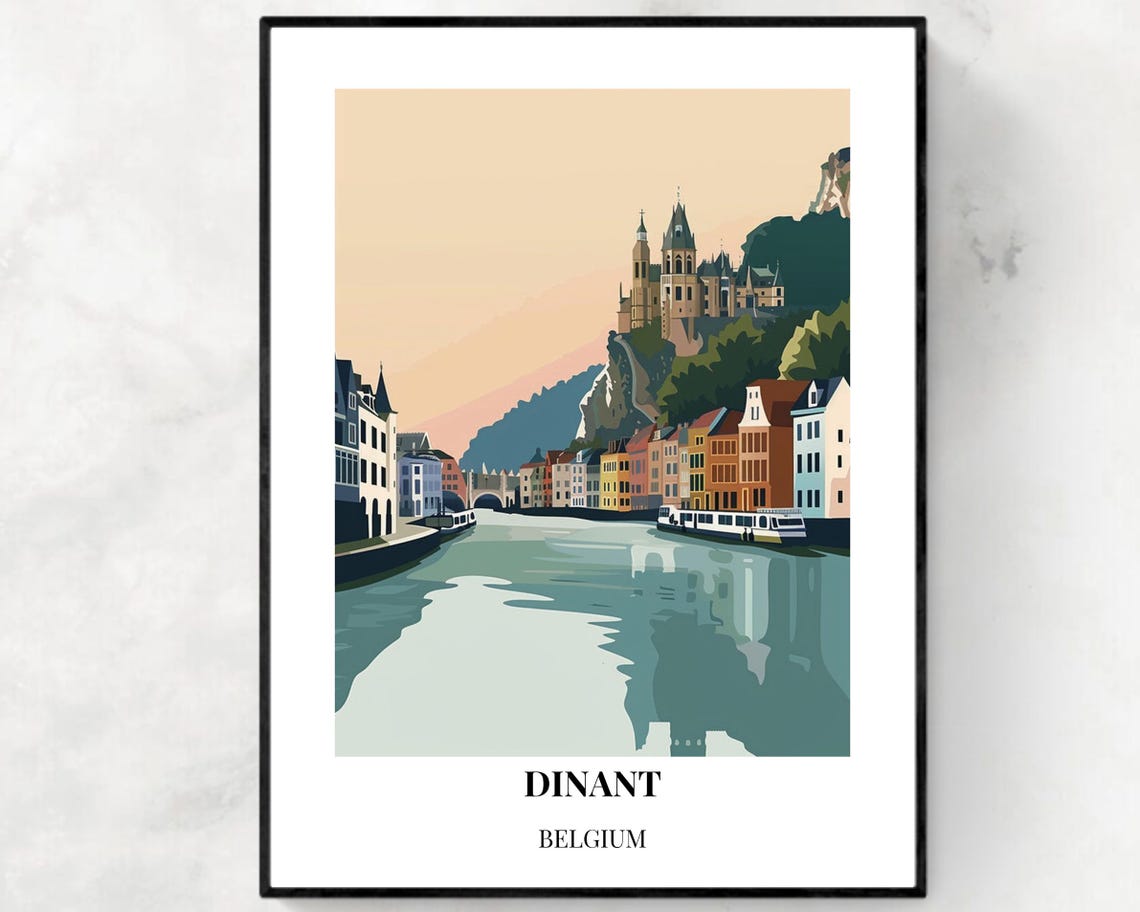 Citadel Of Dinant Travel Print Wall Art Dinant Belgium City Print Citadel Of Dinant Travel Gift Citadel Of Dinant Poster Travel Gift