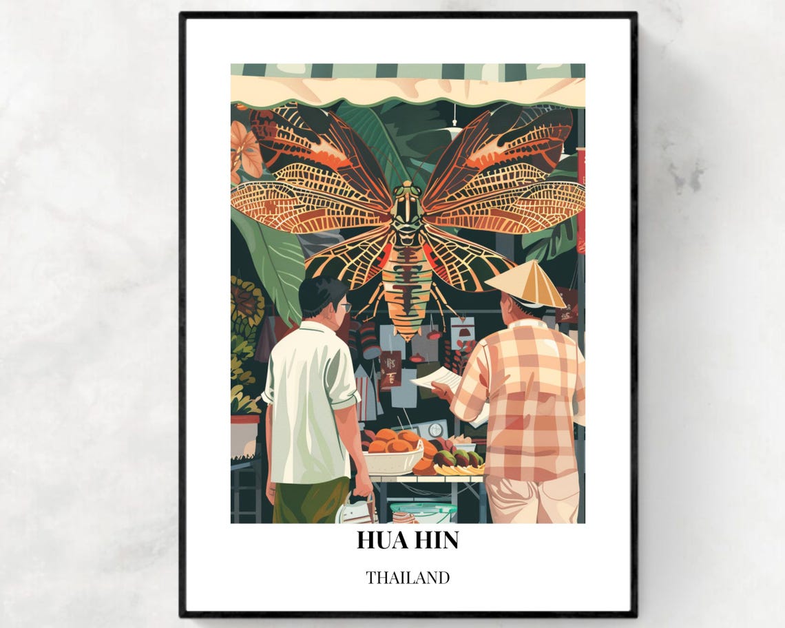 Cicada Market Travel Print Wall Art Hua Hin Thailand City Print Cicada Market Travel Gift Cicada Market Poster