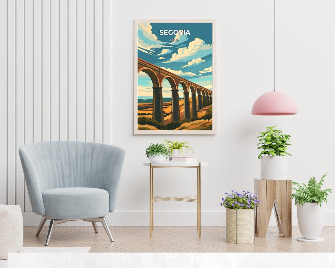Segovia Roman Aqueduct Arches under Blazing Sunset Spain Poster - Image 2