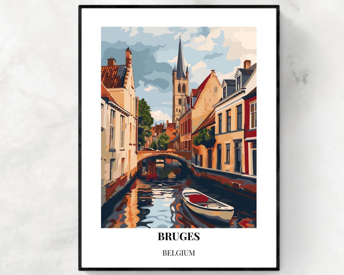 Historic Centre Of Bruges Travel Print Wall Art Bruges Belgium City Print Historic Centre Of Bruges Travel Gift