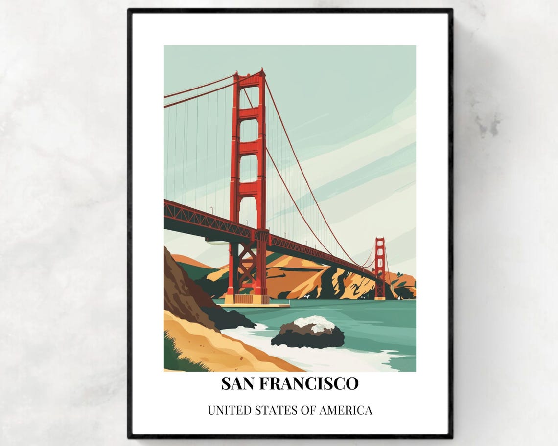 San Francisco Golden Gate Bridge Tower Close-Up Poster Caption
