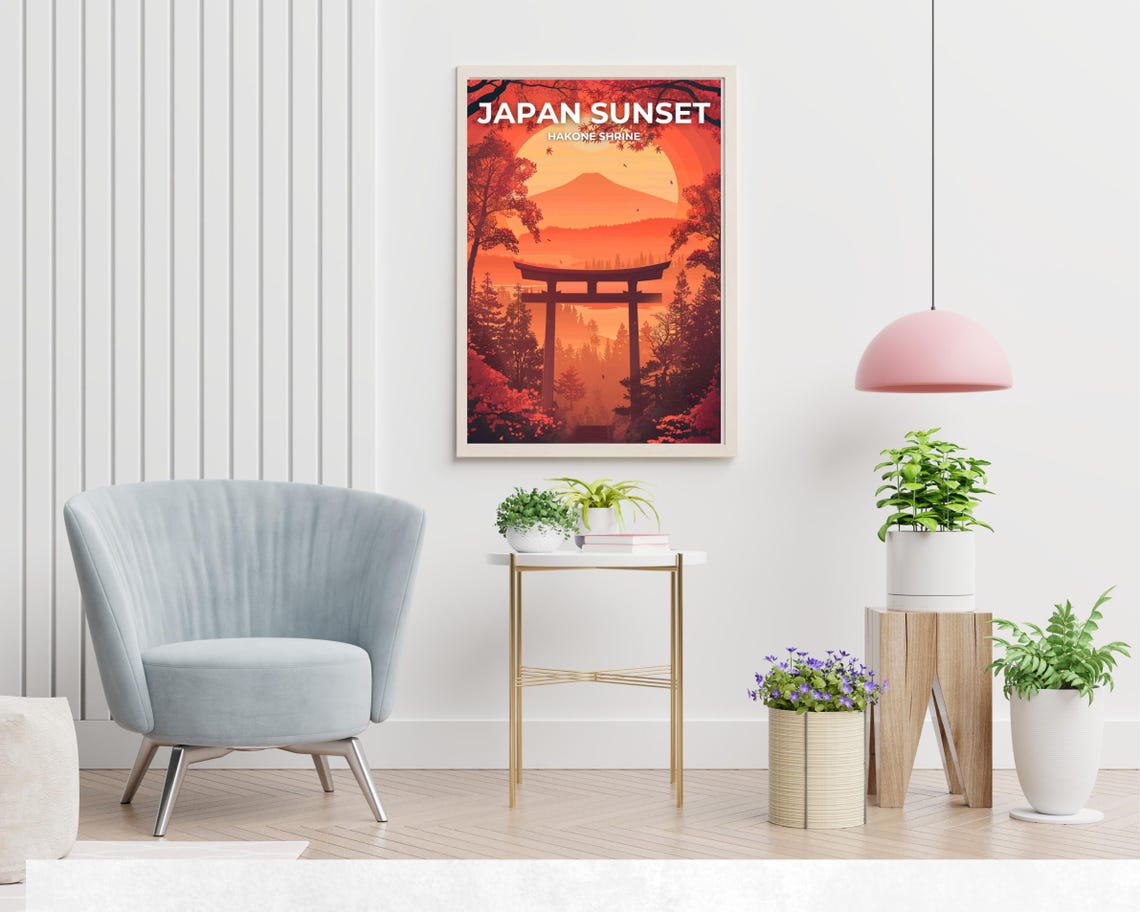 Japan Sunset Hakone Shrine Torii Gate With Mount Fuji Poster - Image 2