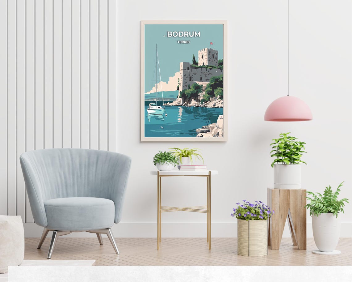Bodrum Turkey Medieval Castle Fortress Sailboat Harbor Poster - Image 2