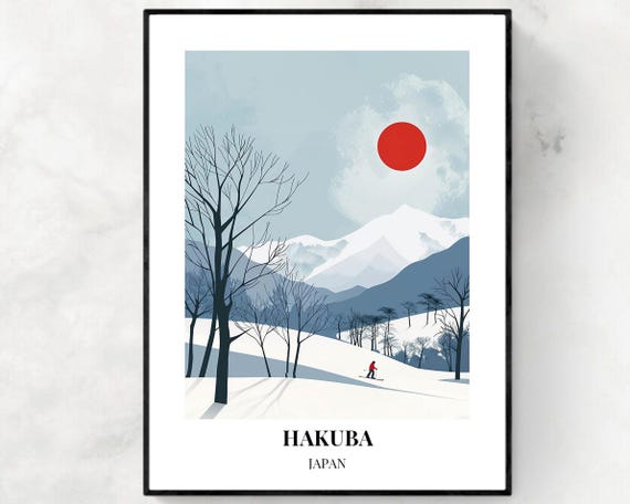 Hakuba Travel Print Japan Ski Resort Poster Ski Art Hakuba Ski Wall Art Alpine Decor