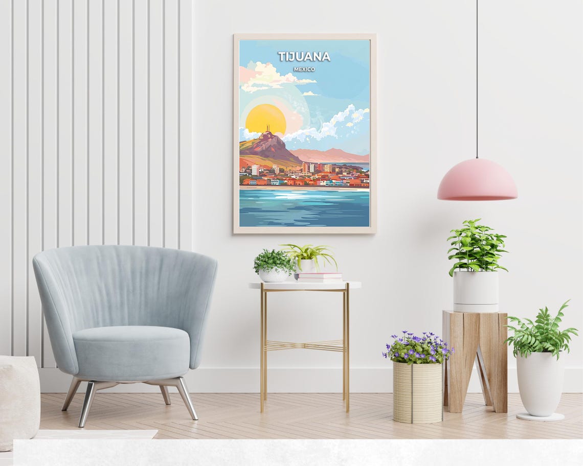 Tijuana Mexico City Skyline Bay Mountain Golden Sunset Poster - Image 2