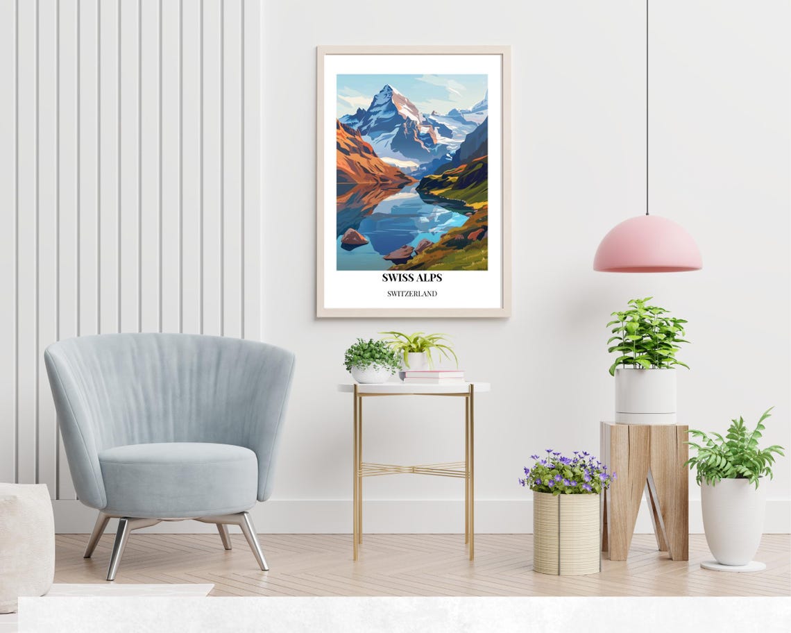 Swiss Alps City Print Swiss Alps Travel Poster Switzerland Travel Gift Swiss Alps Switzerland Poster Swiss Alps Gift - Image 2