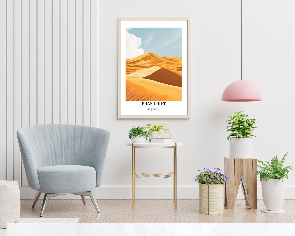 Phan Thiet Vietnam Golden Desert Dunes Minimalist Travel Poster - Image 2