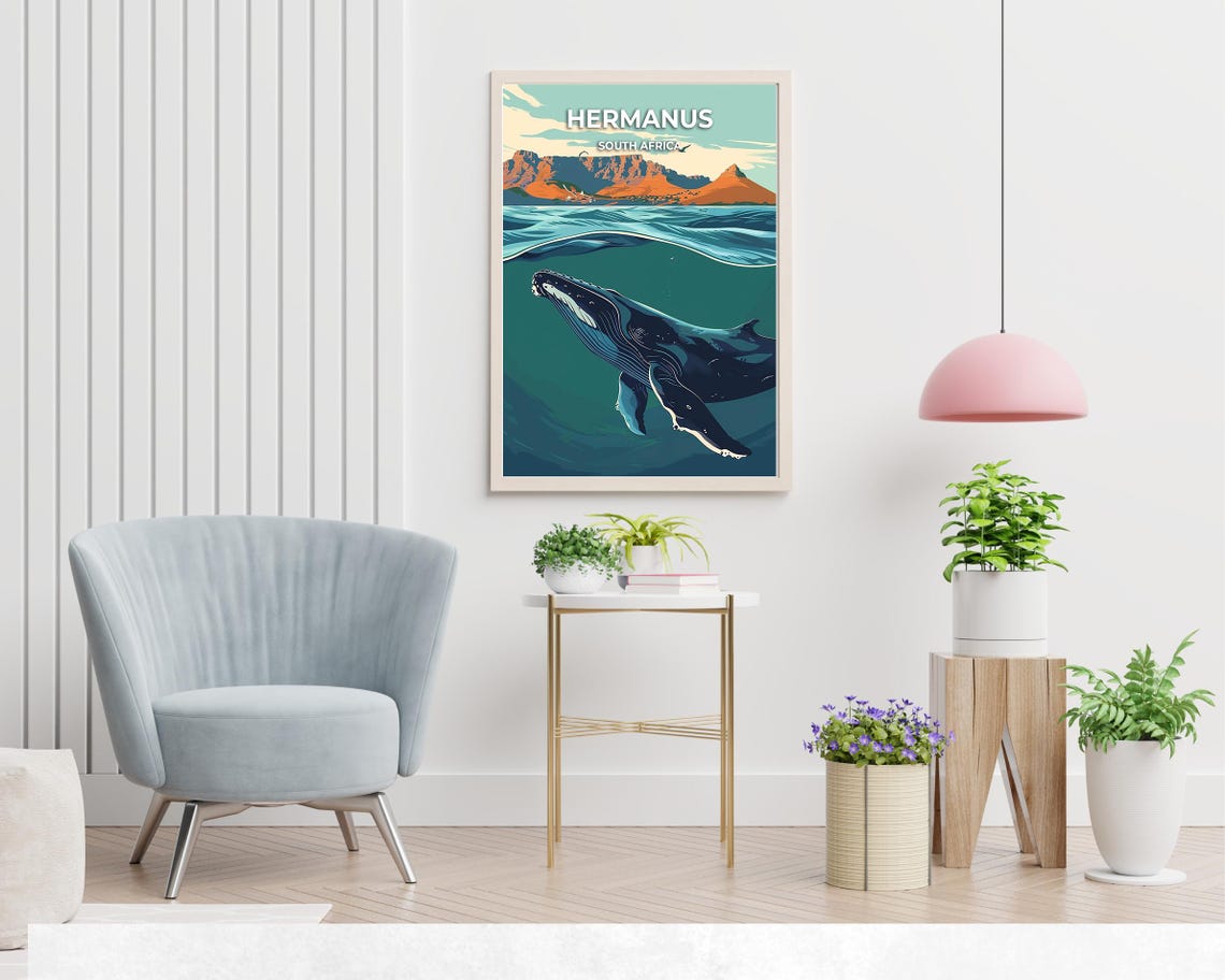 Hermanus South Africa Giant Humpback Whale Under Waves Poster - Image 2
