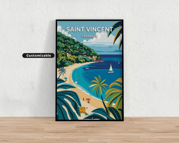 Saint Vincent Caribbean Travel Poster Custom Wall Art