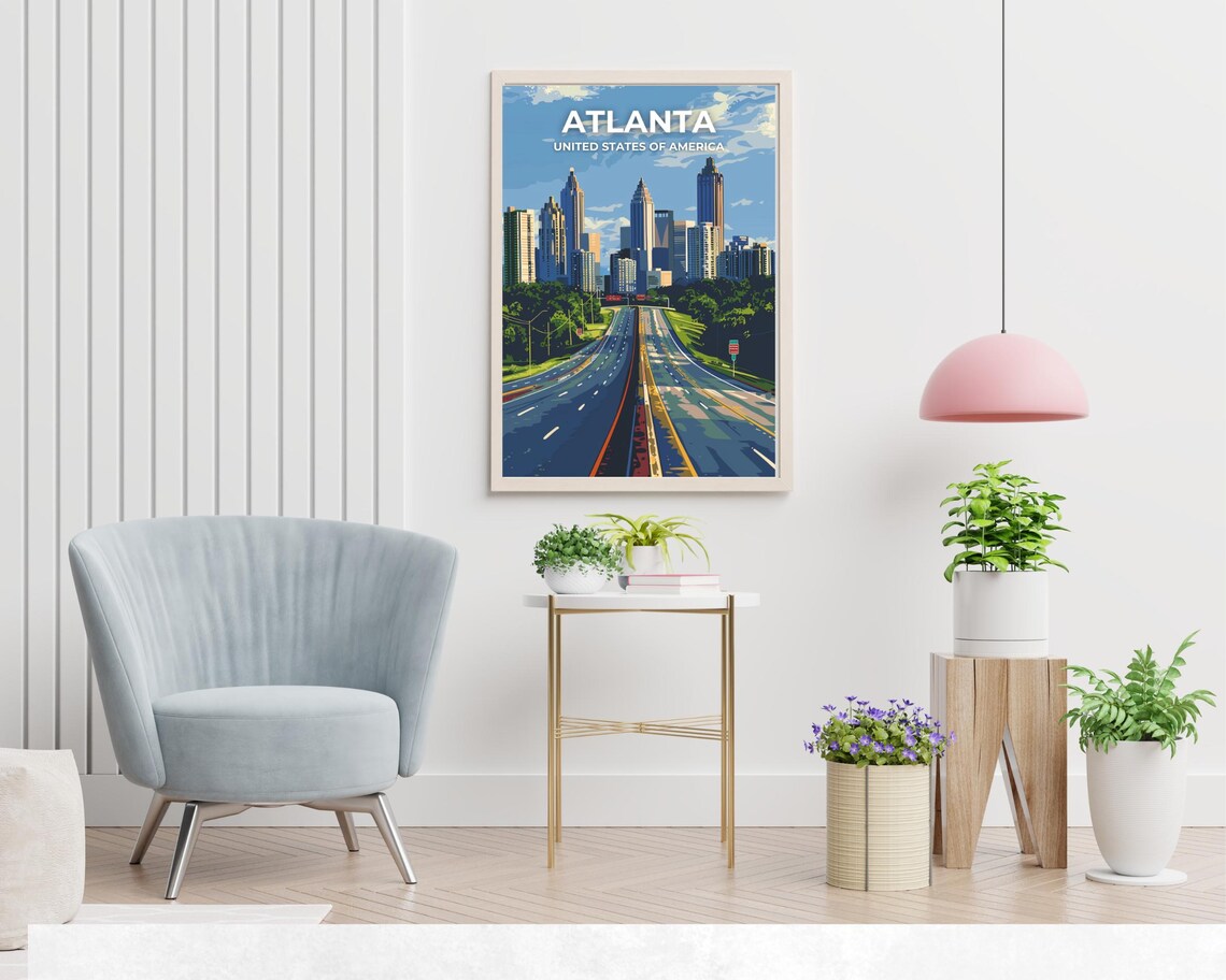 Atlanta Georgia Downtown Skyline Highway Drive Travel Poster - Image 2