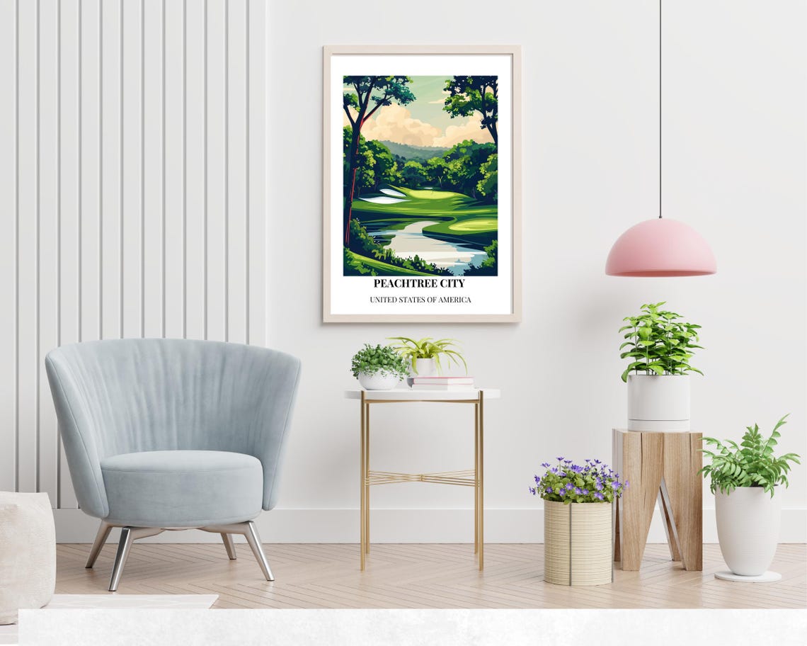Peachtree City Travel Print Wall Art Peachtree City Georgia City Print Peachtree City Travel Gift Peachtree City City Poster Wall Art - Image 2