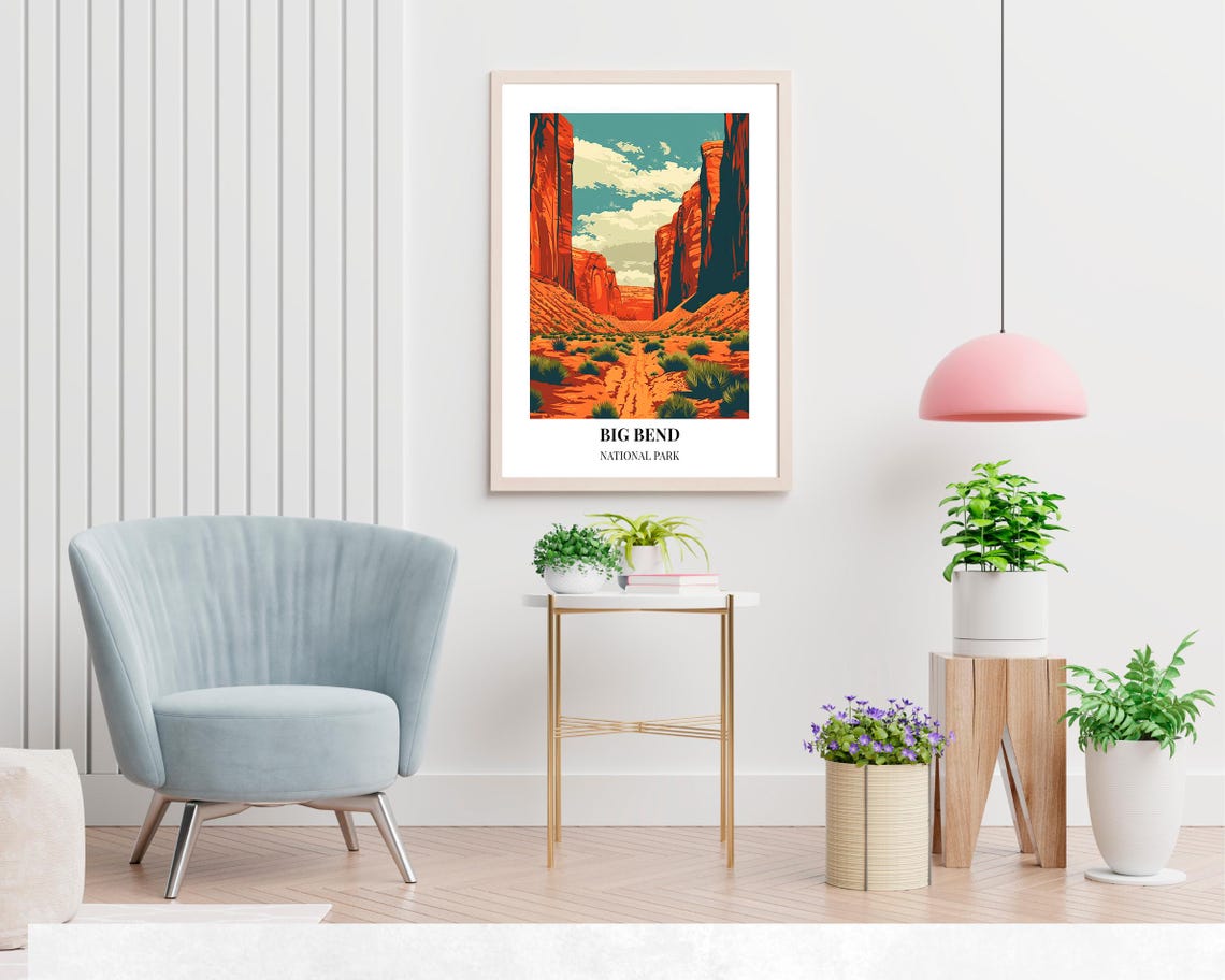 Big Bend National Park Red Rock Canyon Desert Trail Day View Poster - Image 2
