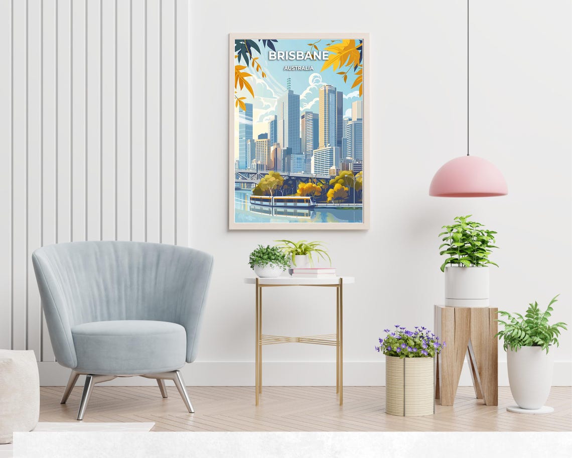 Brisbane Australia City Skyline River Ferry Daytime Travel Poster - Image 2