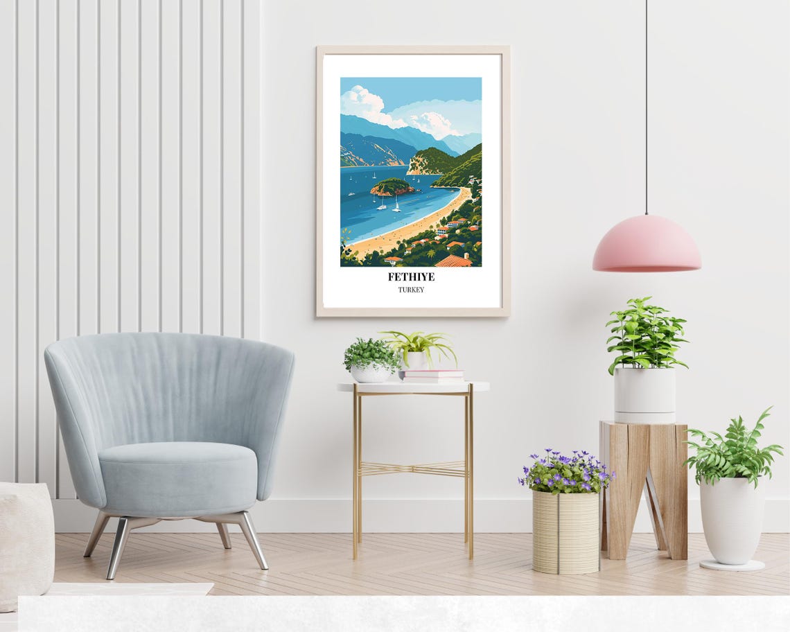 Fethiye Turkey Turquoise Bay With White Sailboats Travel Poster - Image 2
