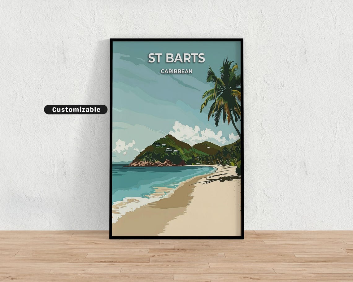 St Barts Caribbean Travel Poster Custom Wall Art