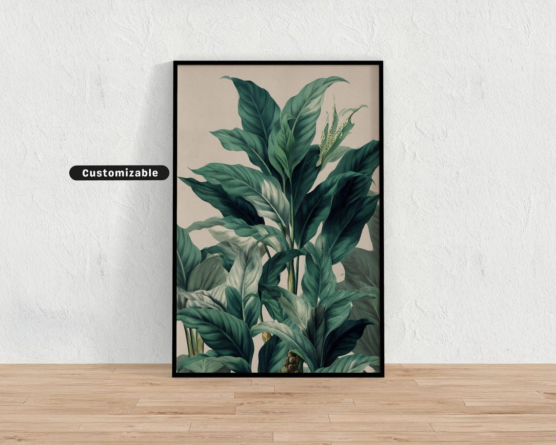 Vintage Botanical Green Leafy Plants Elegant Greenery Wall Art