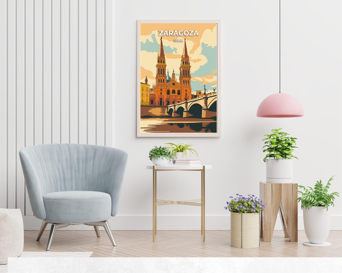 Basilica Of Our Lady Of The Pillar Travel Print Wall Art Zaragoza Spain City Print Basilica Of Our Lady Of The Pillar Travel Gift - Image 2