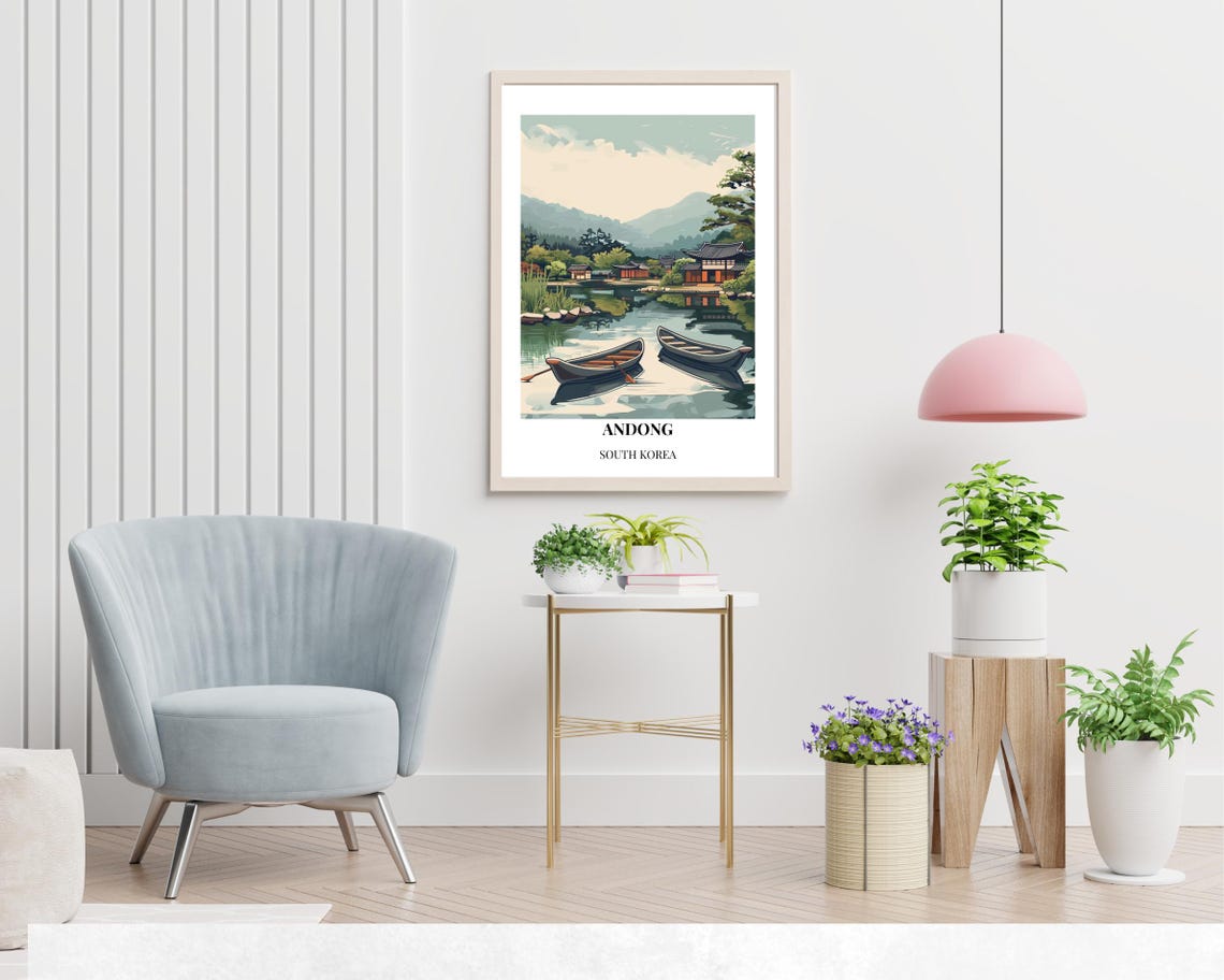 Hahoe Folk Village Travel Print Wall Art Andong South Korea City Print Hahoe Folk Village Travel Gift Hahoe Folk Village Poster - Image 2