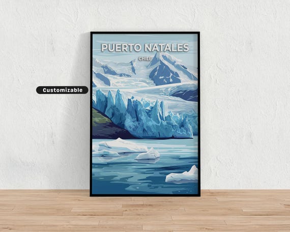 Puerto Natales Chile Travel Poster Custom Wall Art