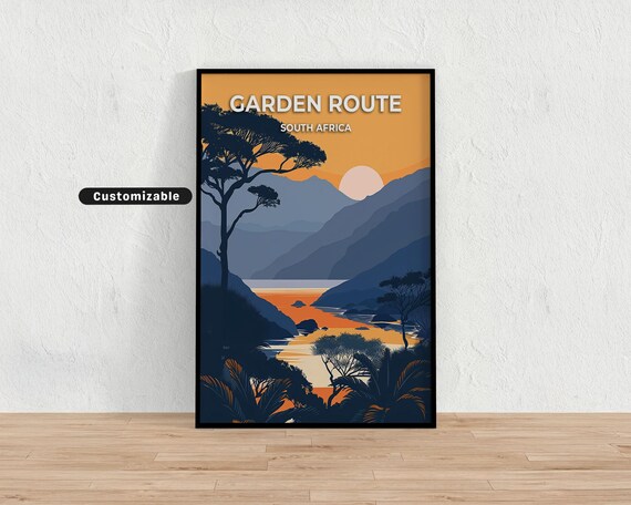 Garden Route South Africa Sunset Travel Poster for Adventurous Decor