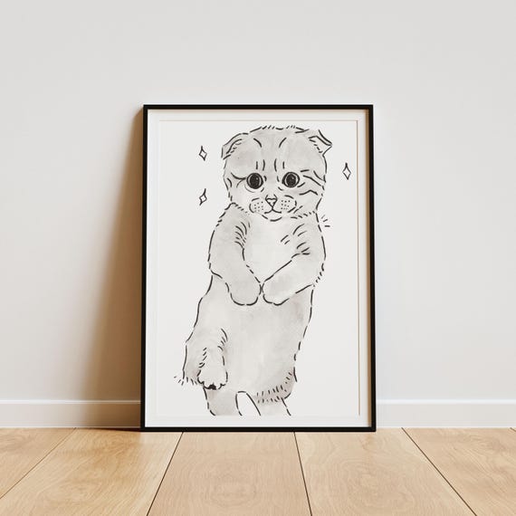Adorable Cat Rolled Poster, Kitten Decor