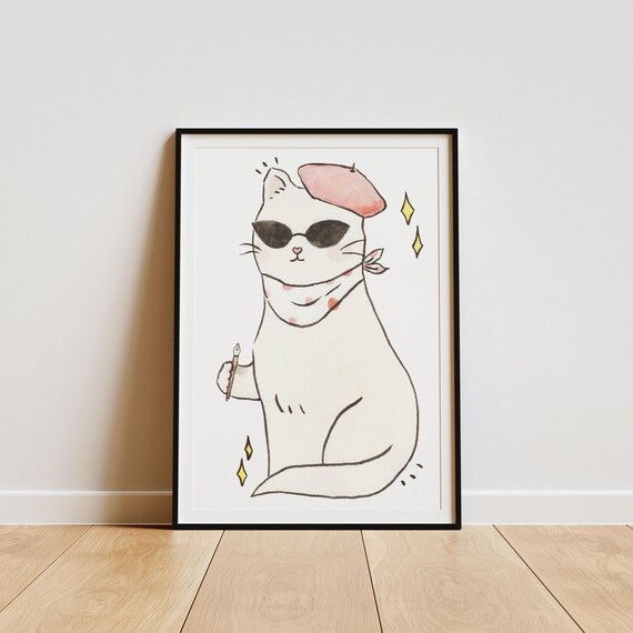 Whimsical Cat, Cute Cat Lover Gift