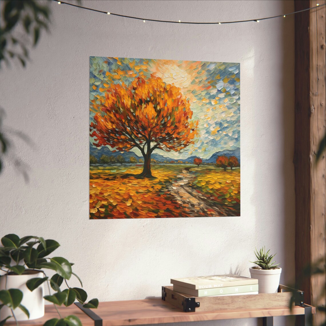 Windy Fall Day Post Impressionist Landscape Poster