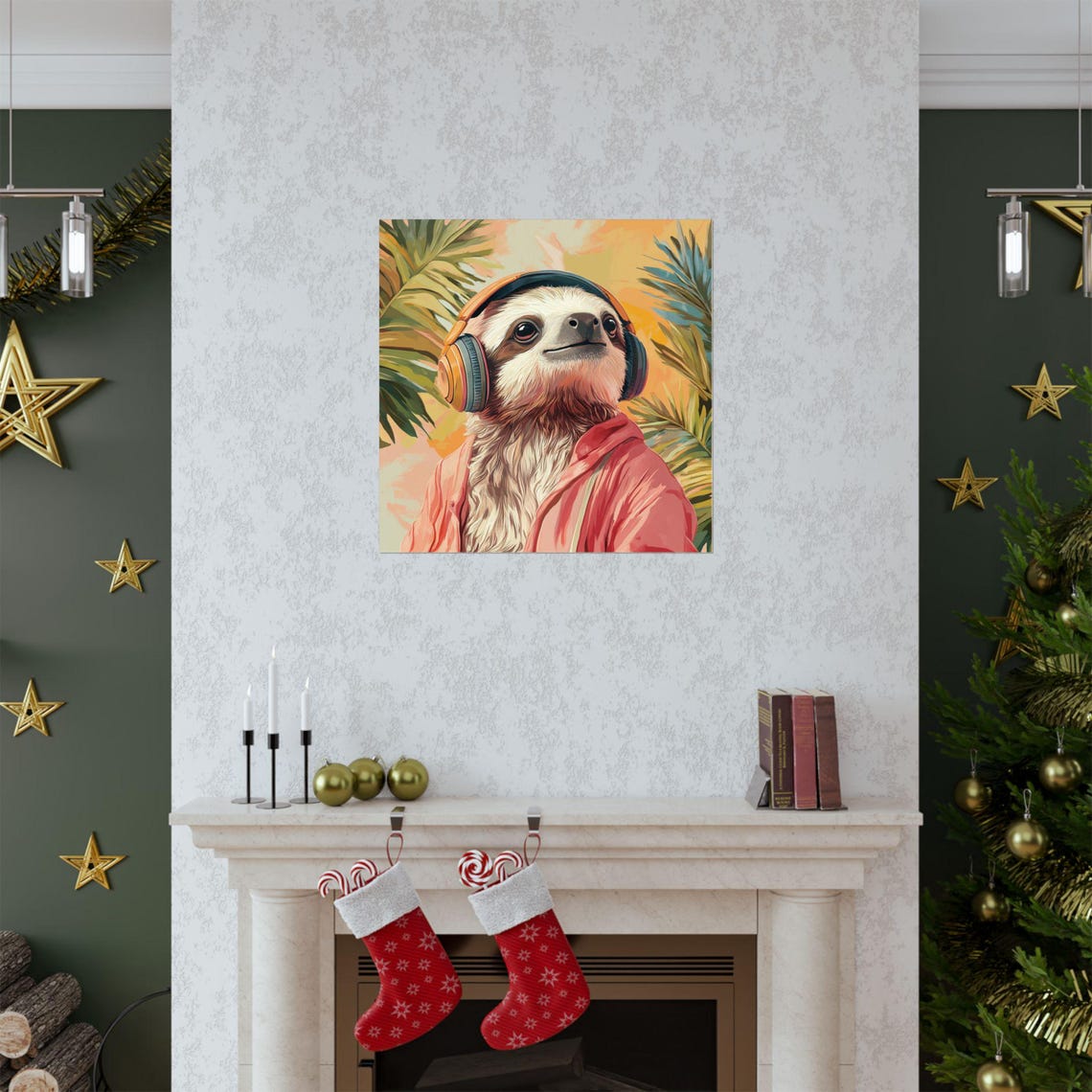 Sloth In Palm Tree Paradise, Tropical Poster - Image 2
