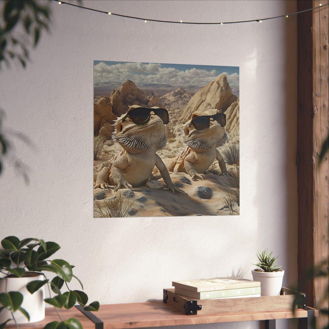 Cool Desert Bearded Dragons Poster Print, Reptile Lovers