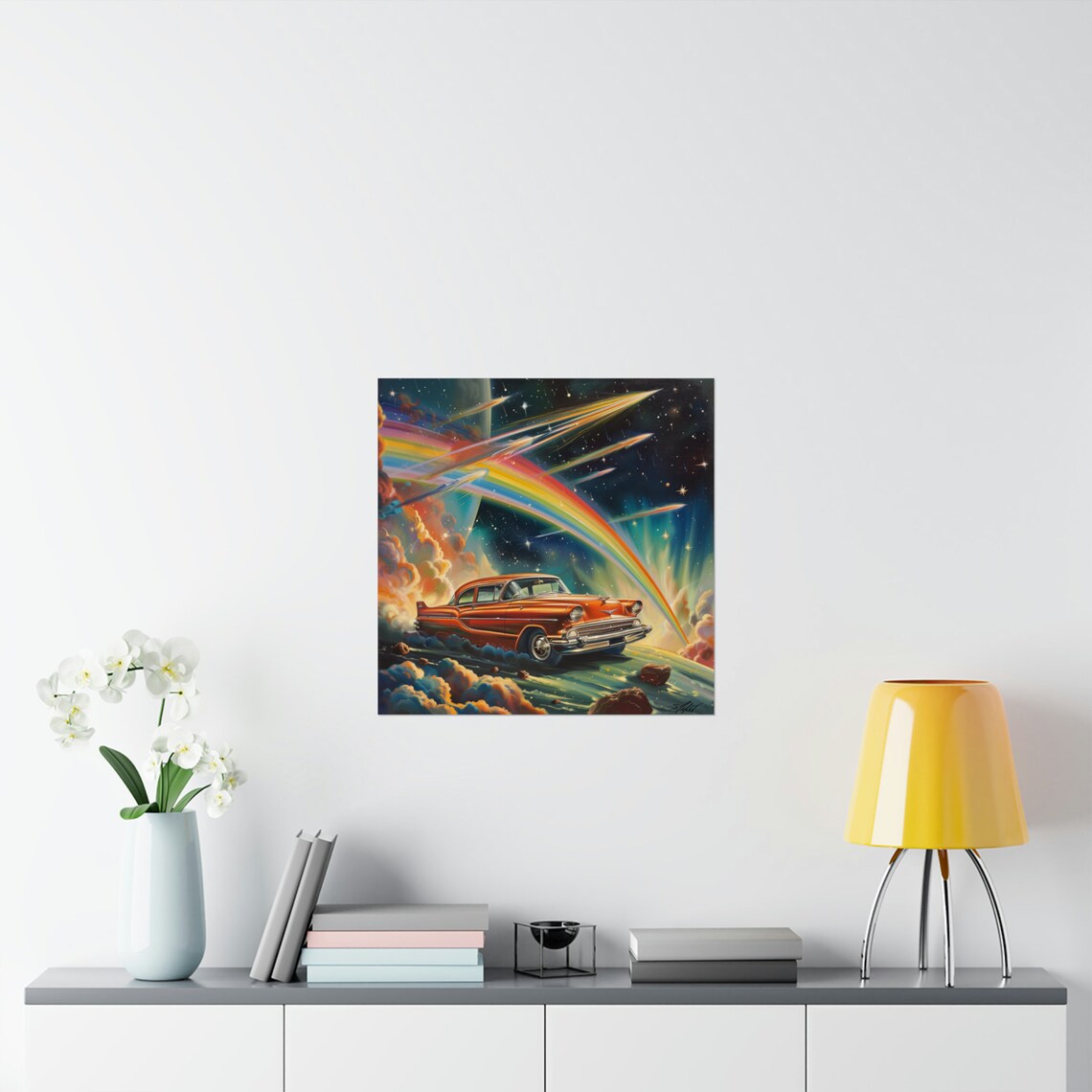 Rainbow Road Adventures, Vintage Car In Space - Image 2
