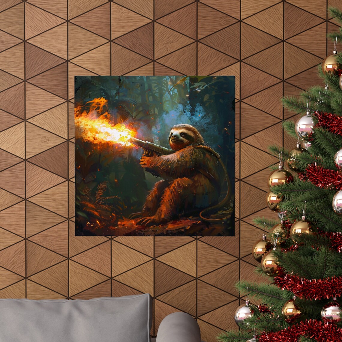 Flamethrower Sloth, Sloth Humor Poster - Image 4