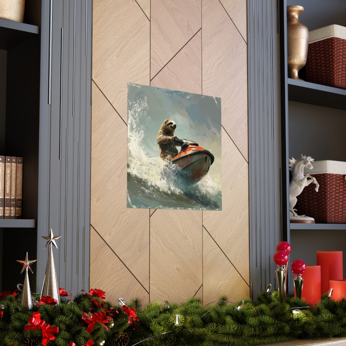 Sloth Driving a Jet Ski, Funny Sloth Poster - Image 3
